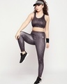 Shop Women's Grey Abstract Printed Slim Fit Activewear Tights