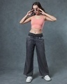 Shop Women's Grey Acid Wash Wide Leg Pants-Full