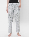 Shop Women's Grey All Over Floral Printed Lounge Pants-Front