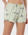 Shop Women's Grey All Over Leaf Printed Boxers-Front