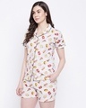 Shop Women's Grey All Over Pizza & Burger Printed Nightsuit-Full