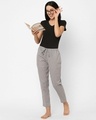 Shop Women's Grey All Over Printed Cotton Lounge Pants