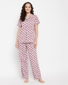 Shop Women's Grey All Over Printed Shirt & Pyjama Set-Front