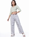 Shop Women's Grey All Over Printed Wide Leg Pyjamas-Full