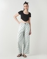 Shop Women's Grey All Over Printed Wide Leg Pyjamas-Full