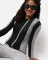 Shop Women's Grey & Black Color Block Jacket