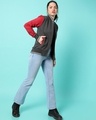 Shop Women's Grey & Red Color Block Varsity Jacket-Full