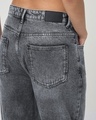 Shop Women's Grey Distressed Washed Straight Fit Jeans