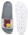 Shop Women's Grey Bear Printed Sliders-Full