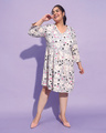 Shop Women's Grey & Beige Floral Printed Plus Size Dress-Front