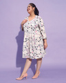 Shop Women's Grey & Beige Floral Printed Plus Size Dress-Design