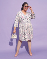 Shop Women's Grey & Beige Floral Printed Plus Size Dress