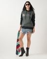 Shop Women's Grey & Black One Piece Typography Oversized Hoodies