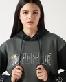 Shop Women's Grey & Black One Piece Typography Oversized Hoodies