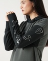 Shop Women's Grey & Black One Piece Typography Oversized Hoodies