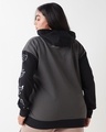 Shop Women's Grey  & Black Graphic Printed Oversized Plus Size Hoodies-Design