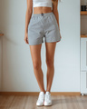 Shop Women's Grey Boxer Shorts-Front