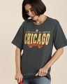 Shop Women's Grey Chicago Typography Oversized T-shirt