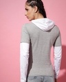 Shop Women's Grey Color Block Hoodie T-shirt-Full