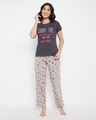 Shop Women's Grey Count The Memories T-shirt & Pyjamas Set-Front