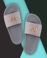 Shop Women's Grey Embellished Sliders-Front