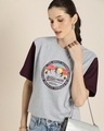 Shop Women's Grey Extreme Adventure Graphic Printed Oversized T-shirt-Front