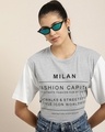 Shop Women's Grey Fashion Capital Typography Oversized T-shirt-Front