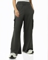 Shop Women's Grey Flared Cargo Track Pants-Front