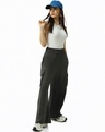 Shop Women's Grey Flared Cargo Track Pants-Full