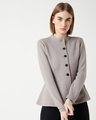 Shop Women's Grey Fleece Jacket-Front