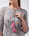 Shop Women's Grey Floral Print Tie-Up Maxi Top-Full