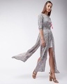 Shop Women's Grey Floral Print Tie-Up Maxi Top