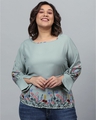 Shop Women's Grey Floral Stylish Casual Top-Front