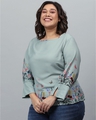 Shop Women's Grey Floral Stylish Casual Top-Design