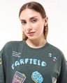 Shop Women's Grey Garfield Burp Graphic Printed Oversized T-shirt