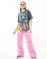 Shop Women's Grey Garfield Burp Graphic Printed Oversized T-shirt