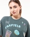 Shop Women's Grey Garfield Burp Graphic Printed Oversized T-shirt