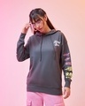 Shop Women's Grey Graphic Printed Oversized Hoodies-Full