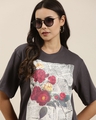 Shop Women's Grey Graphic Printed Oversized T-shirt-Full