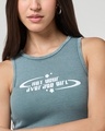 Shop Women's Grey Typography Slim Fit Washed Tank Top