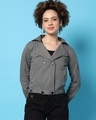 Shop Women's Grey Cropped Jacket-Front