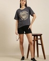 Shop Women's Grey Las Vegas Typography Oversized T-shirt-Full
