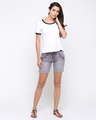 Shop Women's Grey Low Rise Skinny Fit Denim Shorts