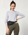 Shop Women's Grey Melange Snug Top-Front