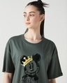 Shop Women's Grey Mickey Crown Graphic Printed Oversized T-shirt