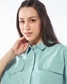 Shop Women's Pale Sky Blue Oversized Crop Shirt