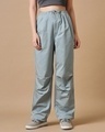 Shop Women's Grey Oversized Plus Size Parachute Pants-Front