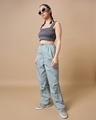 Shop Women's Grey Oversized Plus Size Parachute Pants-Full
