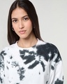 Shop Women's White & Grey Tie & Dye Oversized Sweatshirt