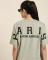 Shop Women's Grey Paris Typography Back Printed Oversized T-shirt-Front